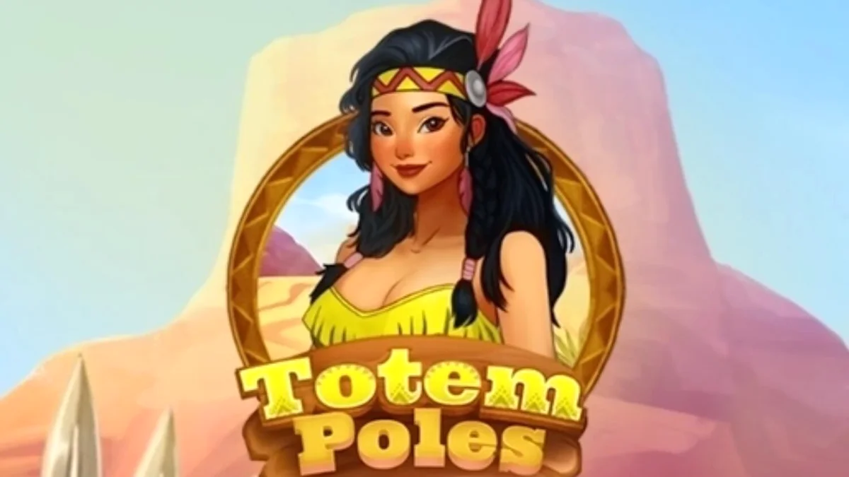 Tampilan visual slot Totem Poles dengan simbol totem dan latar belakang hutan.